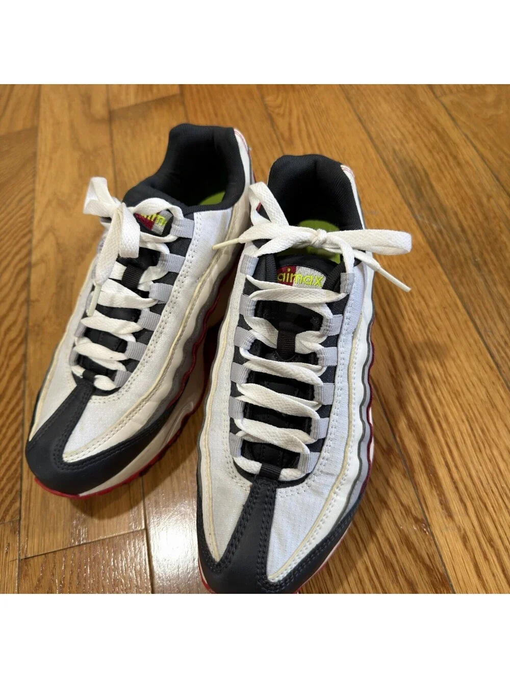 Size 6.5 Y Nike Air Max 95 Youth White Hot Pink Volt Black Running Shoes/ Wmns 8